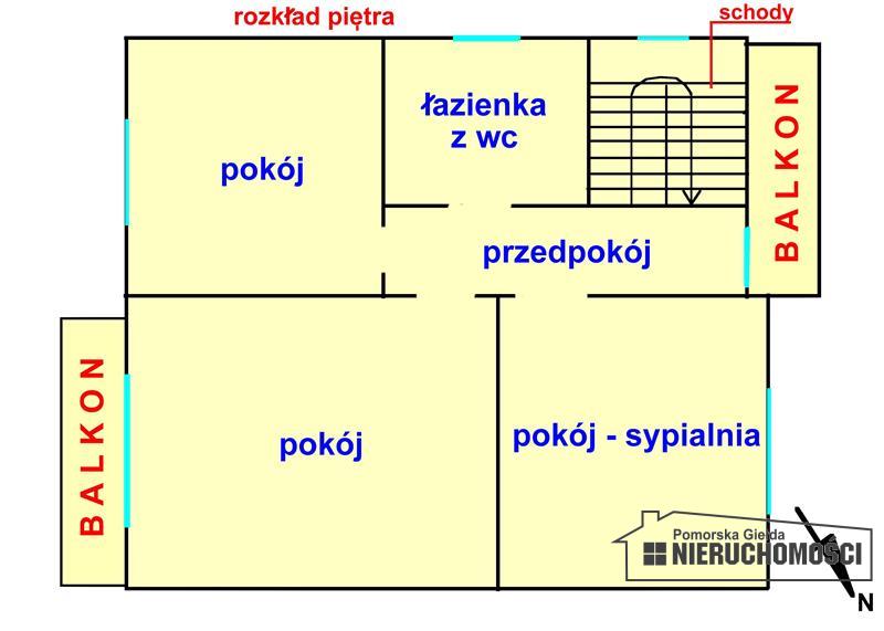 Orientacyjny rozkład pomieszczeń.