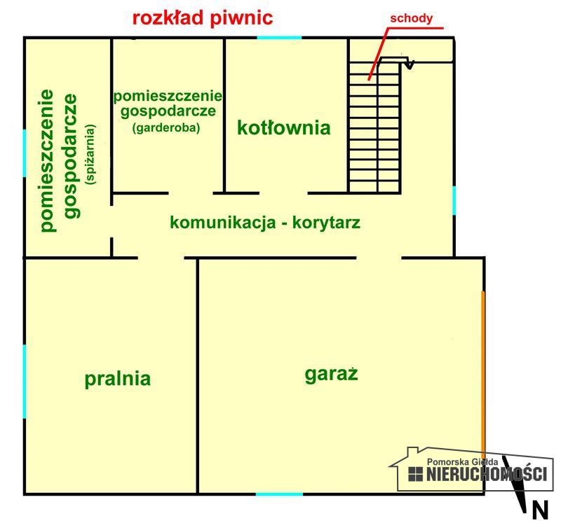 Orientacyjny rozkład pomieszczeń.