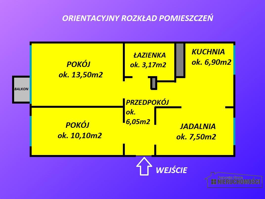 Orientacyjny rozkład pomieszczeń.