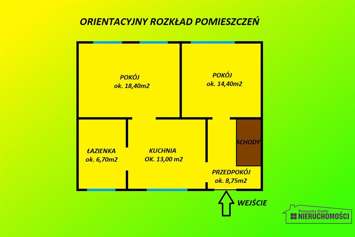 Orientacyjny rozkład pomieszczeń. 