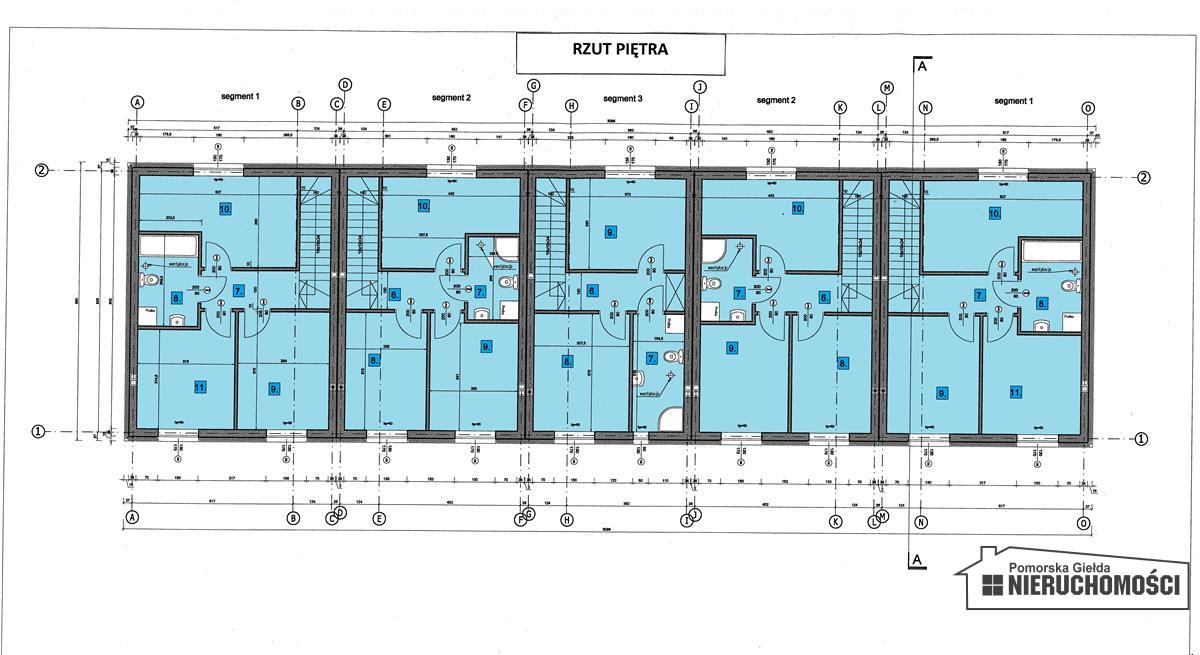 rzut piętra całego budynku szeregowego