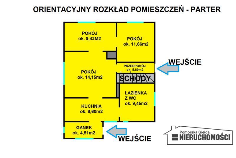 Orientacyjny rozkład pomieszczeń - parter