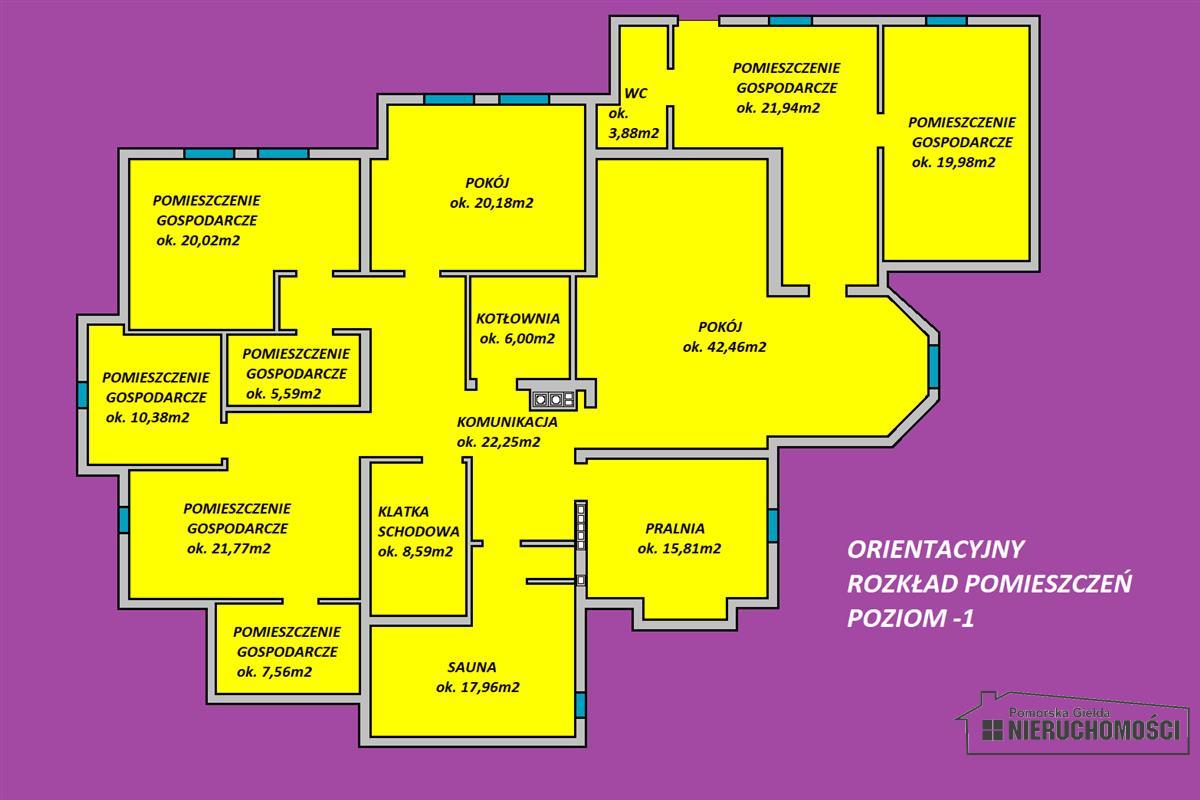 Orientacyjny rozkład pomieszczeń.