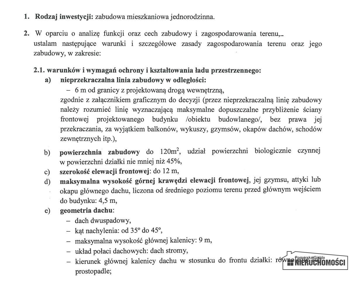 fragment decyzji o warunkach zabudowy